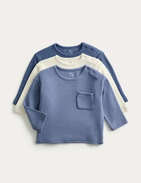 3er-Pack gebürstetes Oberteil mit Waffelstruktur (0–3 J.)