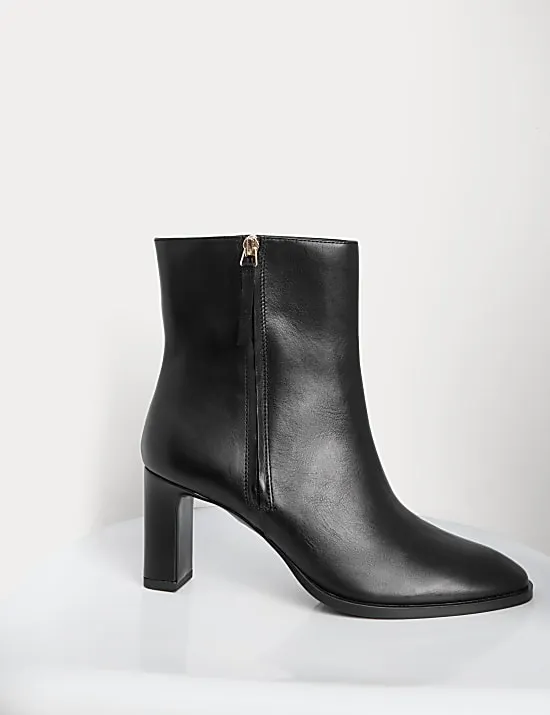 Lederstiefeletten mit Blockabsatz