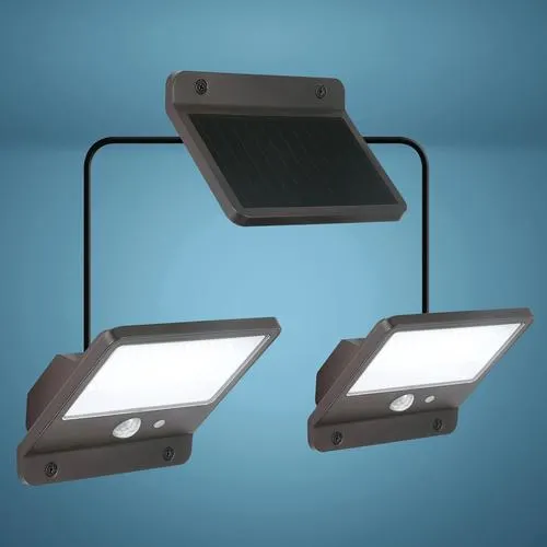Patriot Lighting® Bronze Dual-Head Solar-Powered Motion Sensing Outdoor Security Flood Light