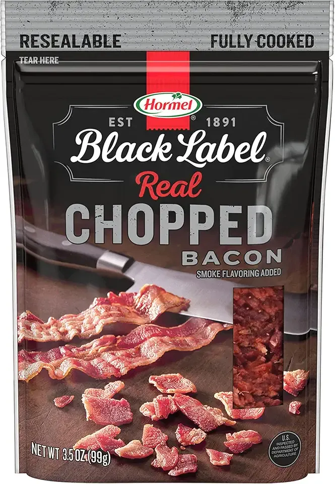HORMEL BLACK LABEL Snacks Pouch - Chopped Bacon, Fully Cooked Bacon, Snack Bags, 3.5 oz Pouch