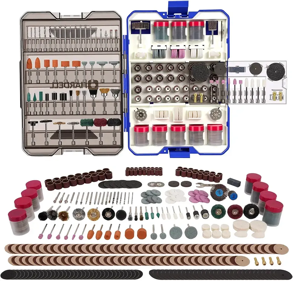 HARDELL 618PCS Rotary Tool Accessories Kit for Sand/Polish/Engrave/Cut | Fits Dremel Rotary Tool, Universal 1/8“ Shank Bits for Sanding, Cutting, Polishing, Grinding, Drilling, Engraving,DIY
