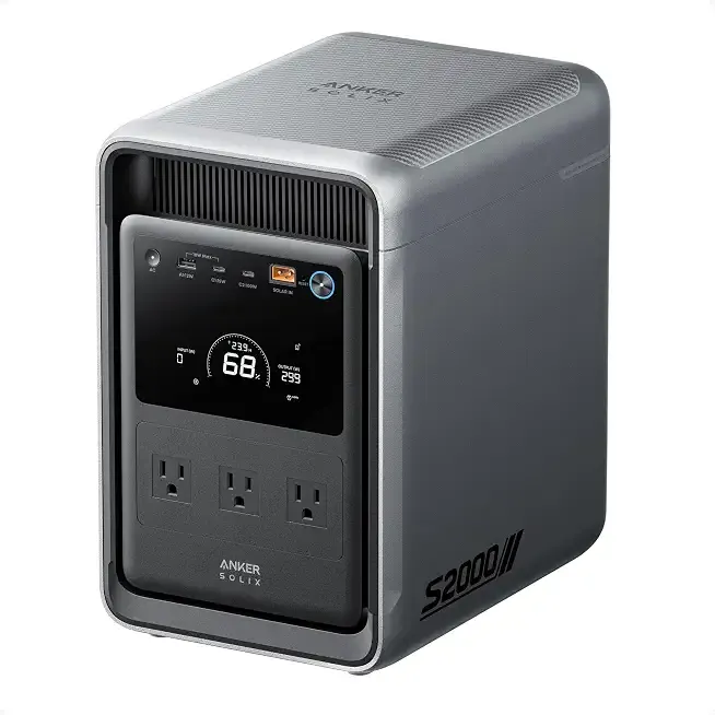 Anker SOLIX S2000 Portable Power Station, 2,010Wh, 1,500W, Home Backup, UPS | 2,010Wh LiFePO4 Battery, Up to 35-Hour Fridge Backup, 1,500W Solar Generator for Home, UPS, Outdoor, and Emergency Use