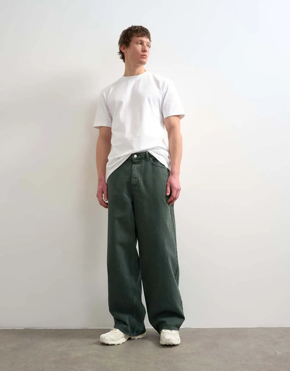 Topman rigid baggy jean in green