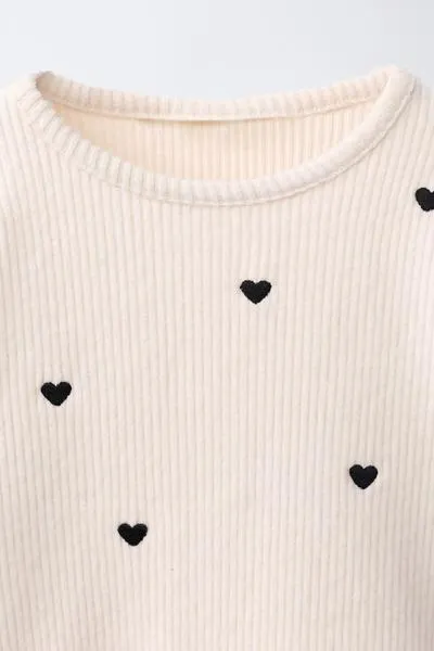 SOFT TOUCH EMBROIDERED HEARTS T-SHIRT
