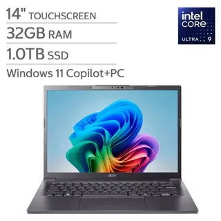 Acer Aspire 14" AI Copilot+ PC – Intel Core Ultra 9 processor 288V – WUXGA (1920 x 1200) Touchscreen – 32GB RAM - 1TB SSD- Windows 11 Home - Steel Gray