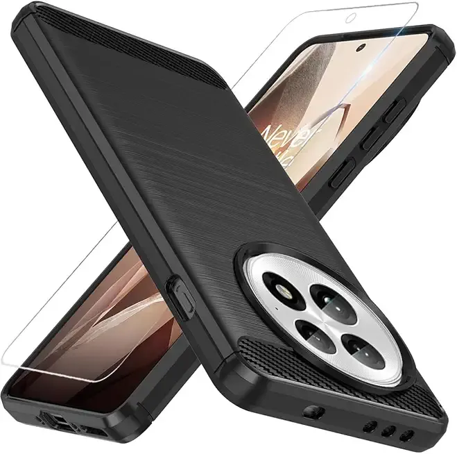 Osophter for Oneplus 13 Case: with Screen Protector Shock-Absorption Flexible TPU Rubber Protective Cover for Oneplus 13 5G Phone Case(Black)