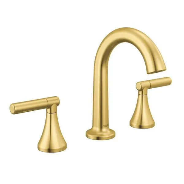 Delta Foundations Design Series Modern 8 in.​ Widespread Double Handle Bathroom Sink Faucet in Brushed Gold