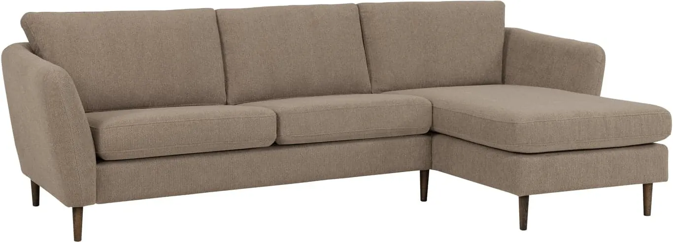 Sone høy sofa m/sjeselong Modulsofa. 2,5 seter + sjeselong, armlene W2 i stoff 317/13 Gear light brown