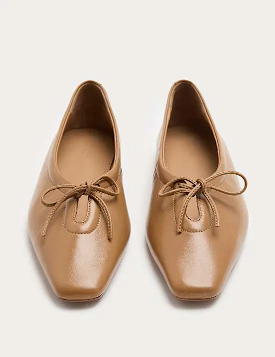 Leather Slip On Flat Pumps