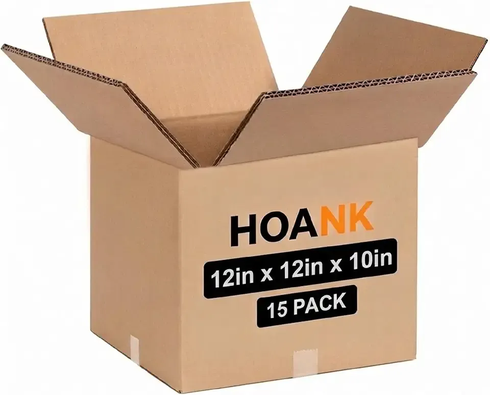 12"L x 12"W x 10"H Shipping Boxes, 15-Pack, Corugated Kraft Cardboard