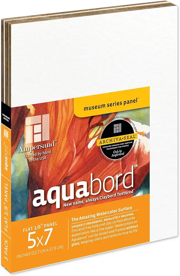 Ampersand Art Supply Aquabord | 5" x 7" | 1/8" Flat Profile | Watercolor Painting Panel | Highly Absorbent Surface for Watercolor, Gouache & Casein
