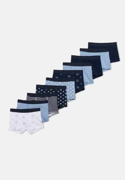 10 PACK PLAIN AND PRINTED BOYS - Boksershorts - light blue/ dark blue/ off-white