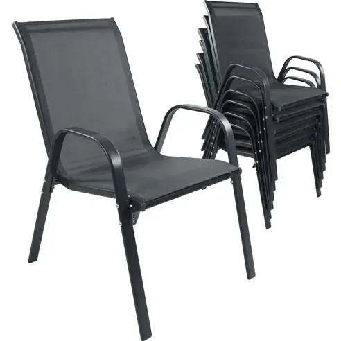 6er-Set Stapelstuhl SONLAS - anthrazit - Textilene - stapelbar