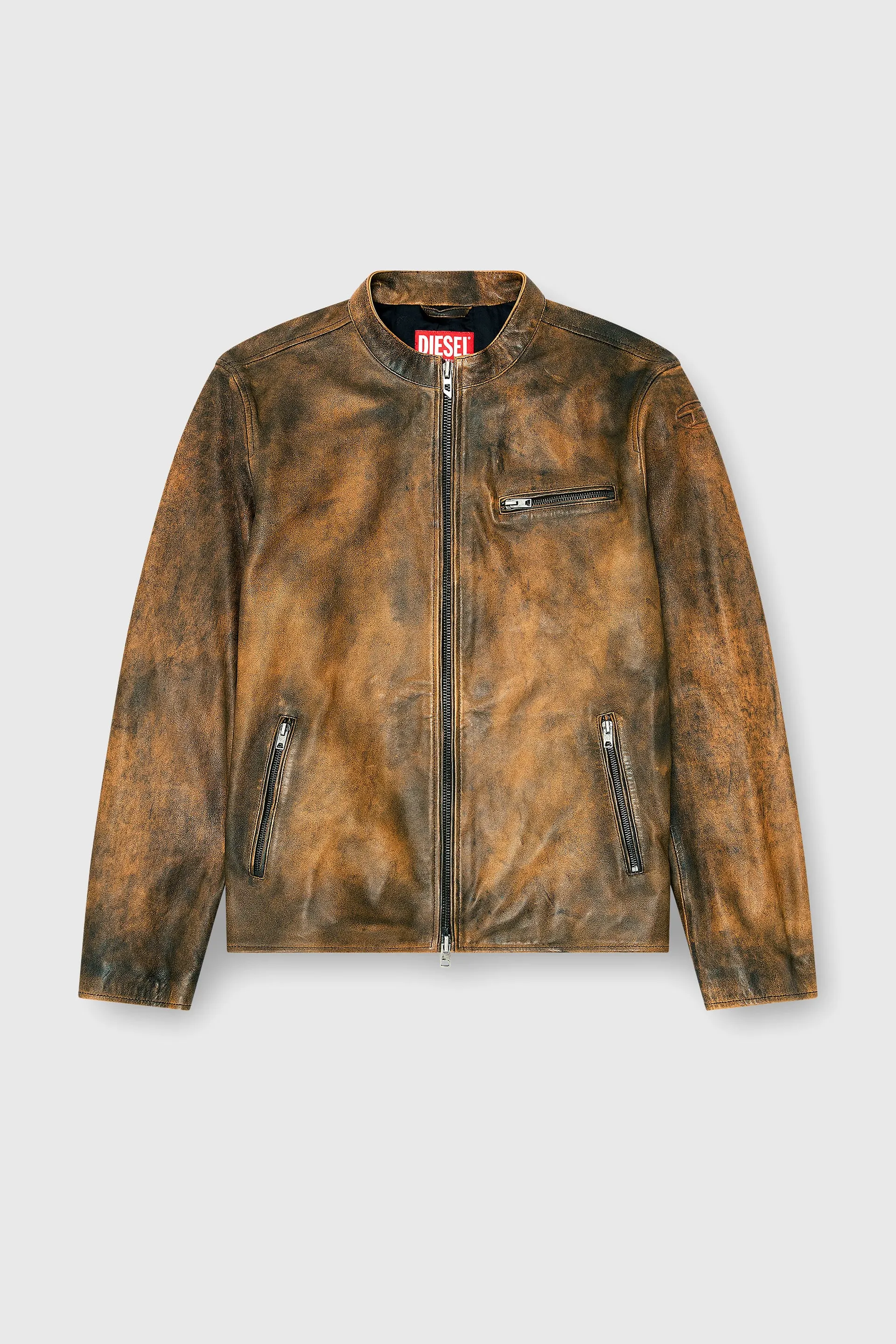 Biker jacket in treated leather