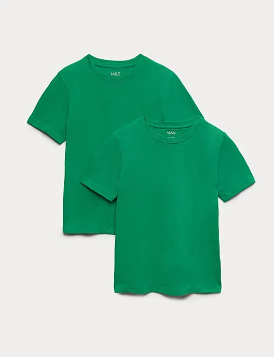 2er-Pack Unisex-T-Shirts aus reiner Baumwolle für die Schule (2–16 J.)