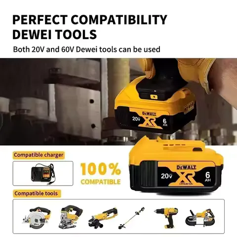 100% Original Dewalt 20V 2Ah 5Ah 6mAh Power Tool Battery DCB206 DCB205 DCB200 DCD791 DCD805 Tool Battery