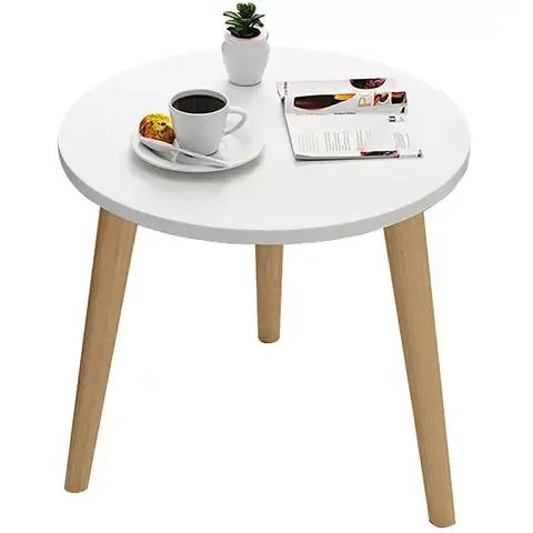Mesita De Noche Mini Mesa Redonda Simple Sola Capa Mesa Centro 52×40cm
