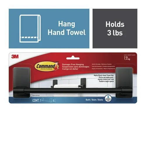 Command™ Matte Black Towel Bar