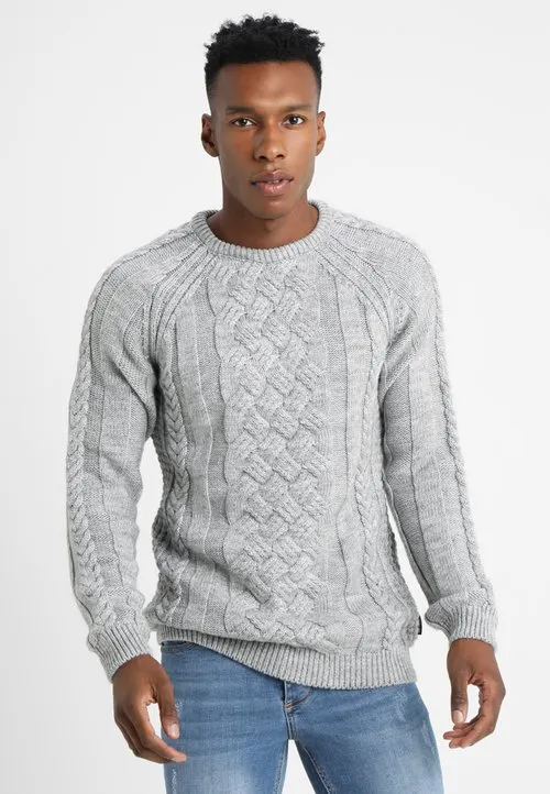 CHUNKY CABLE KNIT JUMPER - Strikkegenser - mottled light grey