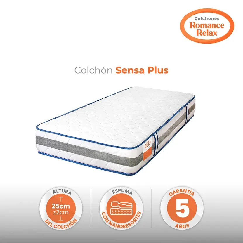 Colchón Sencillo 100x190x22cm Romance Relax