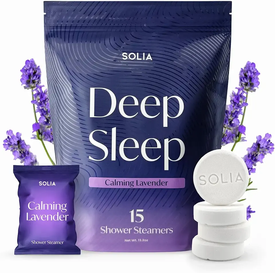 Deep Sleep Lavender Shower Steamers, Patented Calm Shower Steamers Lavender Aromatherapy Bath Bombs for Women, Relaxing Gifts for Women and Men, Relaxation Gifts, 15 Pack Spa Tablets