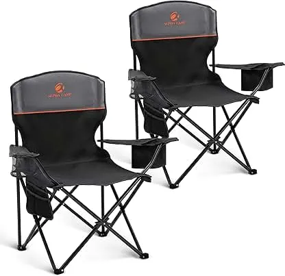 ALPHA CAMP 2-Pack Folding Camping Chair with Cooler B…