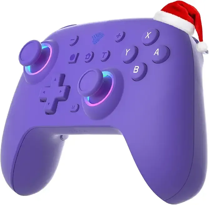 SZYUYU Switch Controller for Switch 2,Switch Pro Controller for Switch/OLED/Lite/PC with 7 Colors LED Light/3-level TURBO Adjustable,4-Speed Dual Vibration/Hall Effect Sticks/Wake Up/Gyro Axis Motion(Purple)