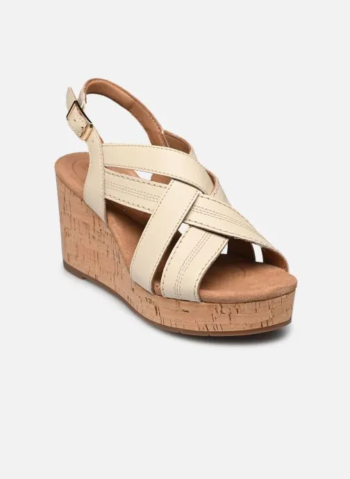 Sandalen met sleehak en plateau Sabina Sling dames beige