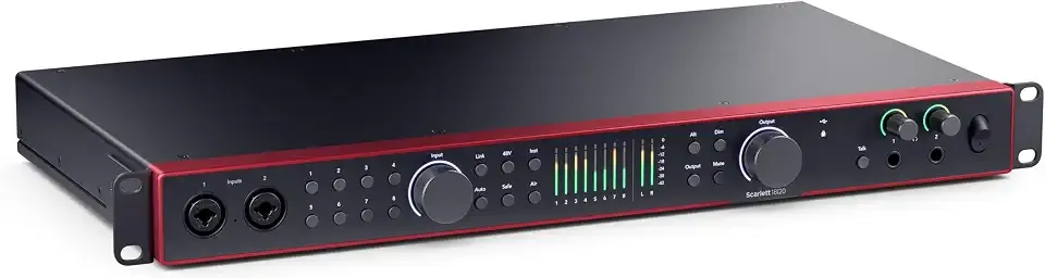 Focusrite Scarlett 18i20 4th Gen USB-C Audio Interface | 26-In 26-Out, 8 Mic Preamps, 2 Hi-Z Inputs, Dual ADAT, S/PDIF, MIDI, Word Clock, Talkback Mic, Auto Gain, Clip Safe