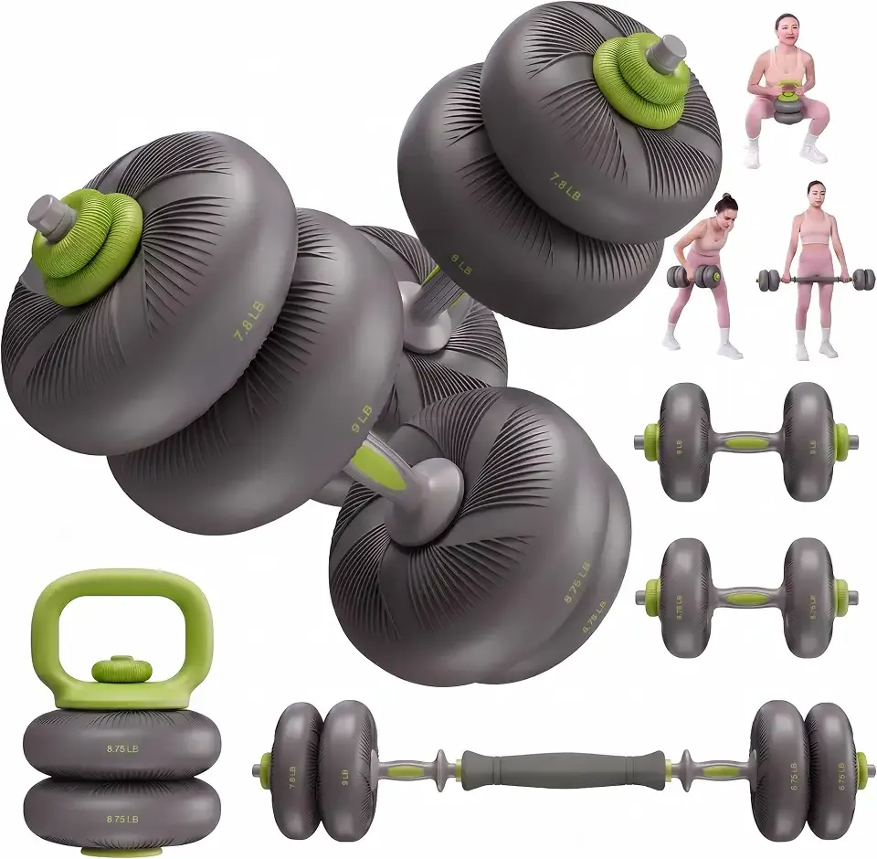 LIFERUN 45/67 LB Adjustable Dumbbell Set, Soft PVC, 4-in-1 Home Gym Set