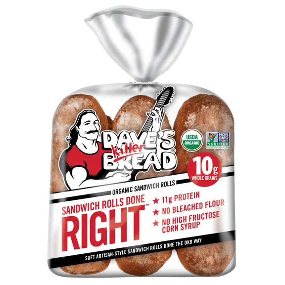 Dave's Killer Bread Sandwich Rolls Done Right, Organic White Bread Sandwich Rolls, 6 Count