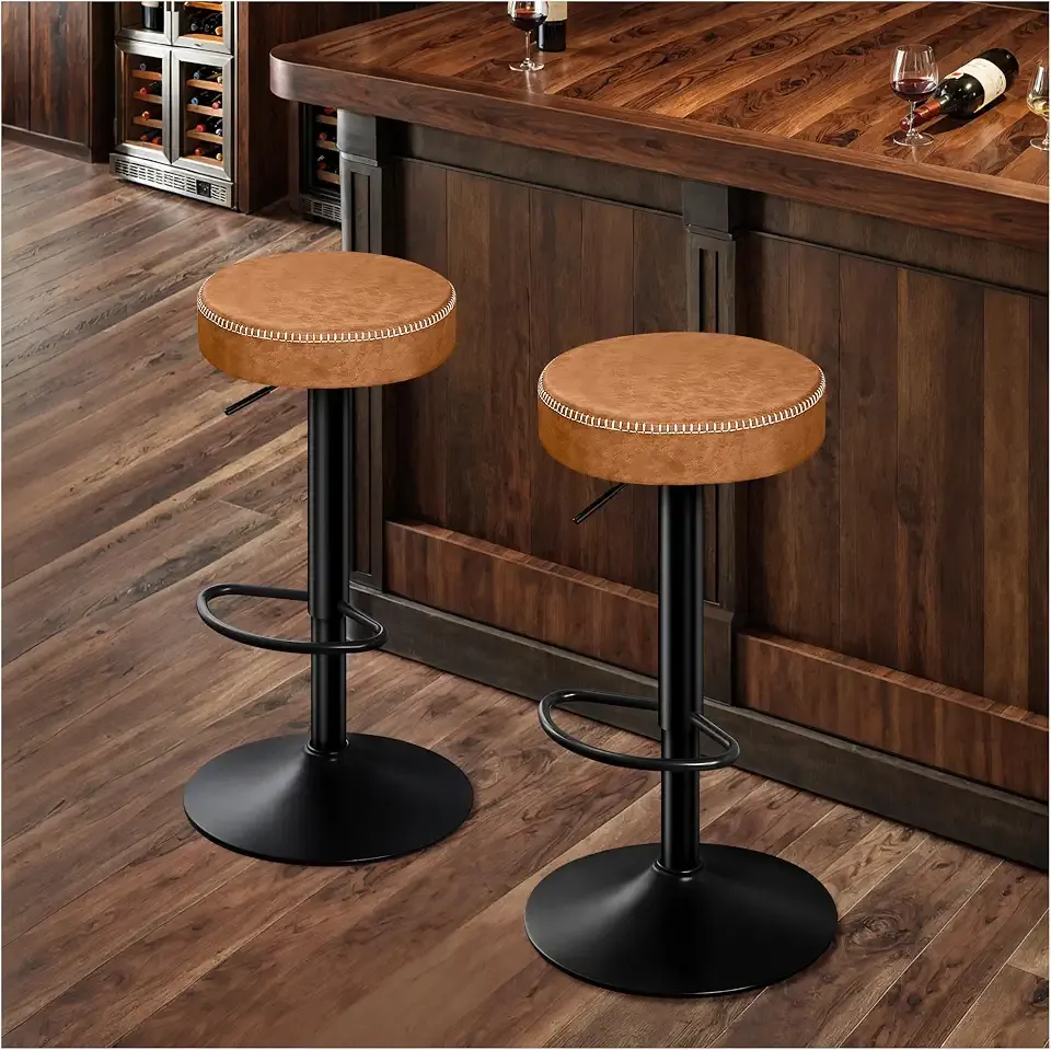 STOOLINK Tall Bar Stools Set of 2, Microfiber Leather Bar Height Stools