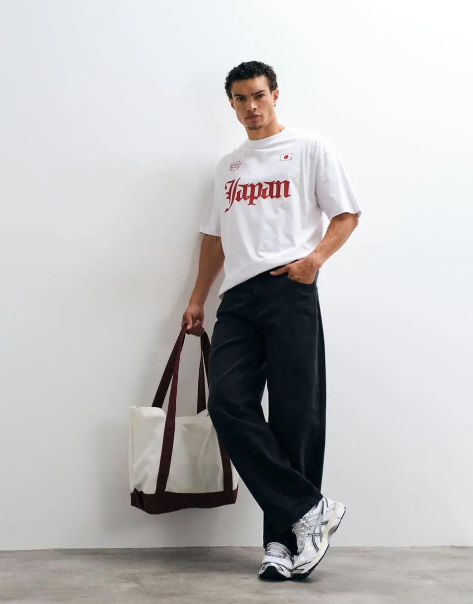 ASOS DESIGN oversized t-shirt with Japan graphic in white