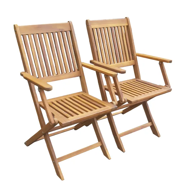 2er-Set klappbarer Gartenstuhl SYDNEY aus Akazienholz, ca. 53,5 x 59 x 90 cm - Braun