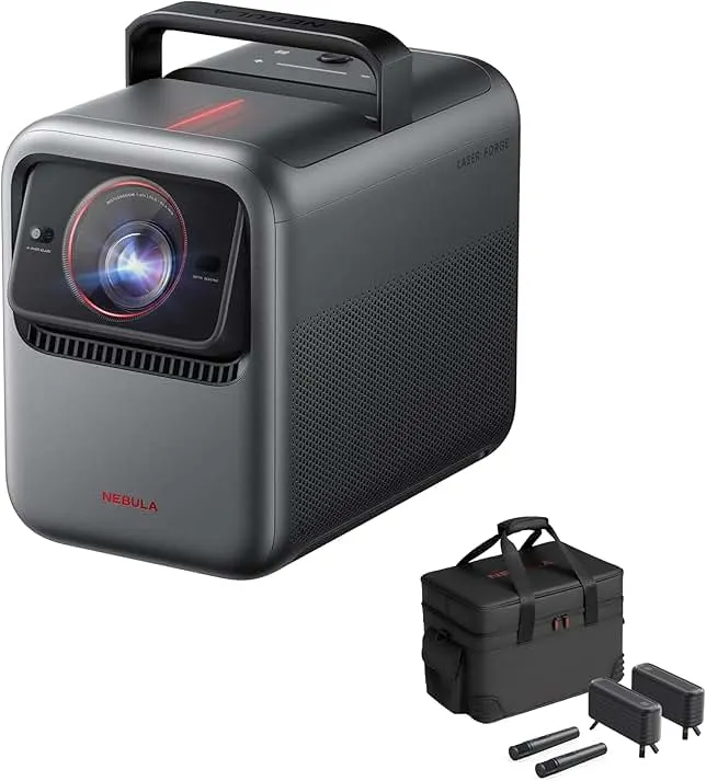 NEBULA X1 Bundle Triple Laser 4K Projector, 3,500 ANSI Lumens, 56,000:1 Contrast, 200W 4.1.2 Surround Sound, Wi-Fi Speaker, 0.9-1.5 Optical Zoom, Smart AI, Dolby Vision, 300" Screen, Micro Gimbal, GTV