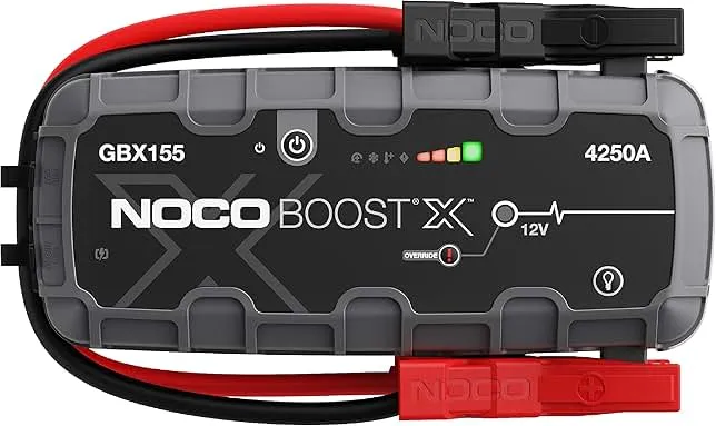 NOCO Boost X GBX155: 4250A UltraSafe Jump Starter – 12V Lithium Battery Booster Pack, Portable Jump Box, Power Bank & Jumper Cables - for 10.0L Gas and 8.0L Diesel Engines