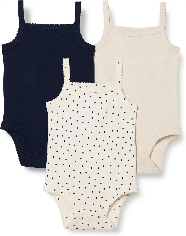 Baby Girls' Cotton Ribbed Sleeveless Bodysuits with 2 Rows of Snaps, Pack of 3
