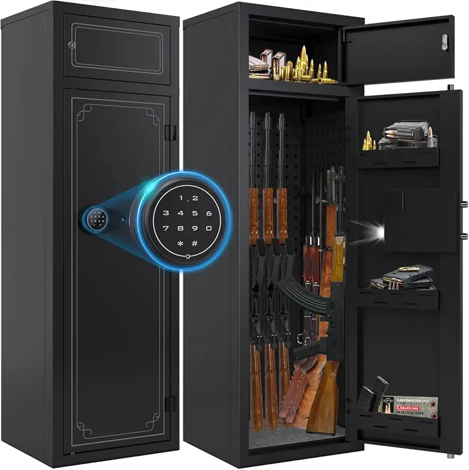 Kaer 10-14 Gun Safe Gun Safes for Shotguns Gun Safes for Rifle and Pistols Long Gun Cabinet for Rifles Safes and Shotguns with Digital Keypad 3 Adjustable Shelves LED Light(Unassembled)