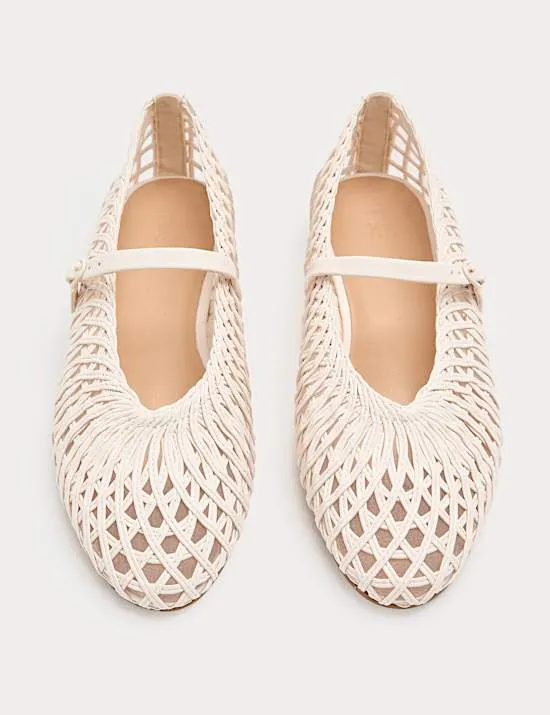 Woven Flat Mary Jane Ballet Pumps