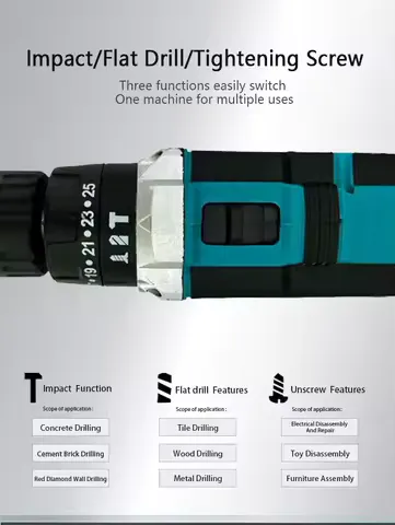 JH Li-ion Battery Power Tools Mini Hand Drill 21V Electric Tool Set Cordless Drill With Impact