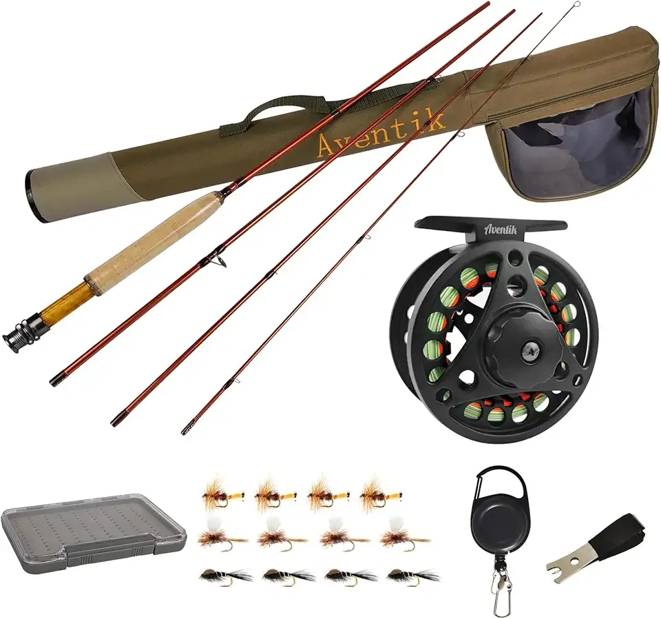 Aventik Extreme Fly Fishing Combo Kit 0/1/2/3/4/5/6 Weight Starter Fly Fishing Rod and Reel Kit Outfit with One Travel Case