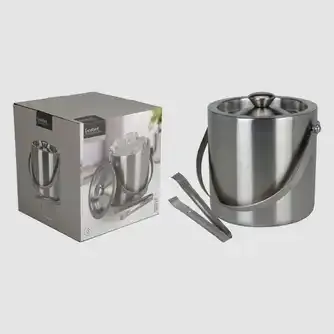 Excellent Homewares Stainless Steel Ice Bucket With Tongs 15cm