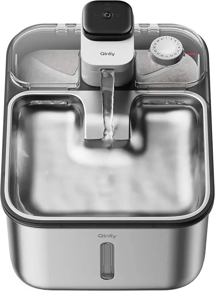 Stainless Steel Cat Water Fountain Wireless for Cats Indoor, 3.6L/123oz Automatic Metal Dog Water Dispenser,Cordless Battery Operated Pet Drinking Fountain,Rechargeable Waterer with Motion Sensor