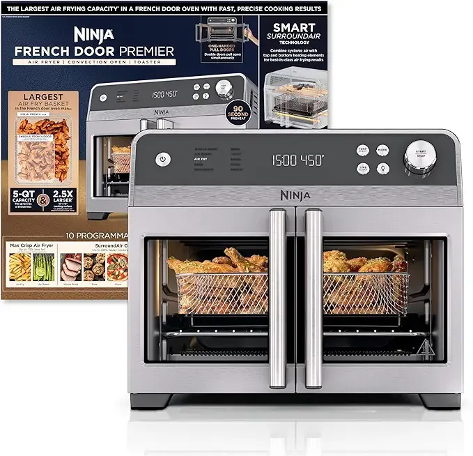 French Door Premier | Air Fryer, Convection Oven, Toaster | 5-qt Air Fry Basket, Sheet Pan, Wire Rack, Broil Rack | PFAS-free Cooking Surface, Dishwasher-safe Accessories | FO101 (NEW)