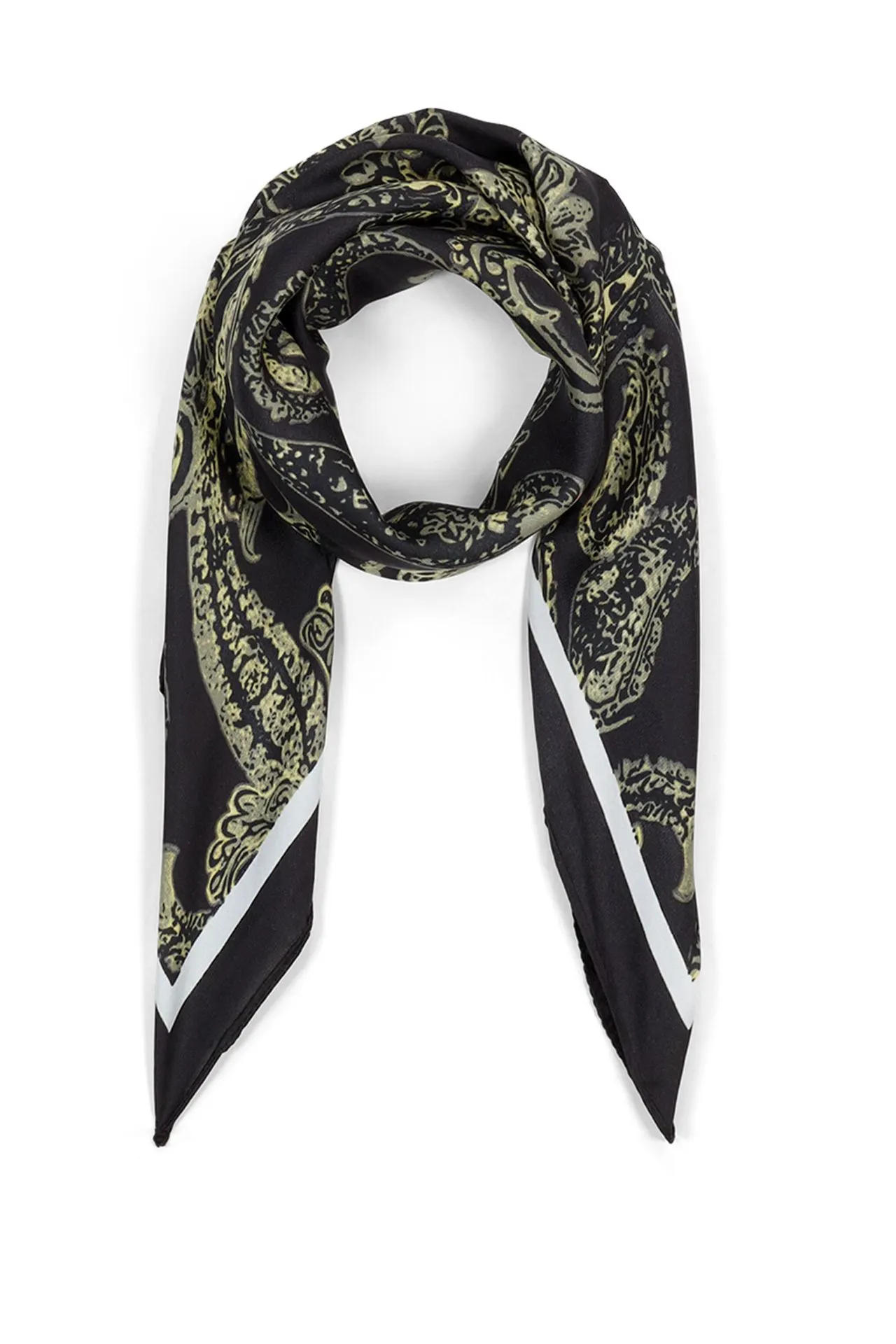Zwart sjaaltje met paisleyprint