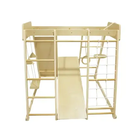 Juego Infantil De Madera Interior Exterior Escalador, Columpio, Resbalín y Cuerdas