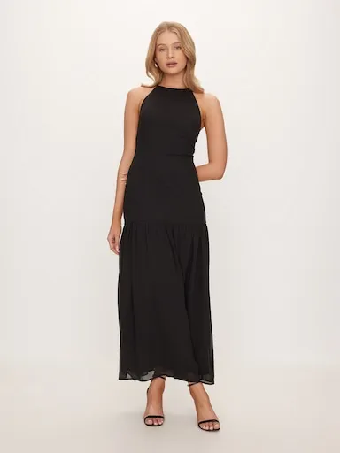Noreen Knit Woven Midi Dress