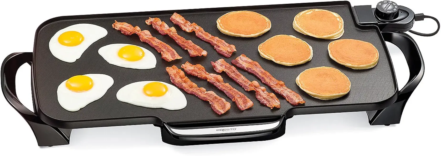 Presto 07061 22-Inch Electric Griddle with Removable Handles - Extra Large, Nonstick Ceramic, PFAS Free, Adjustable Temperature & Cool-Touch Handles, Black