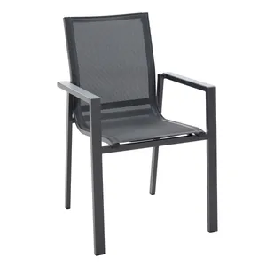 Sedia da giardino in alluminio con braccioli Odyssea Gamma NATERIAL, seduta in textilene grigio