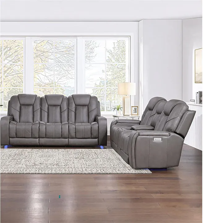 Daniel Triple Power Home Theater Immersive Entertainment Leather Reclining Loveseat & Sofa